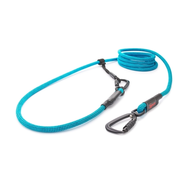 EASYLONG Hundeleine TWIST - M - 2,5m - hellblau mit schwarzen Punkten